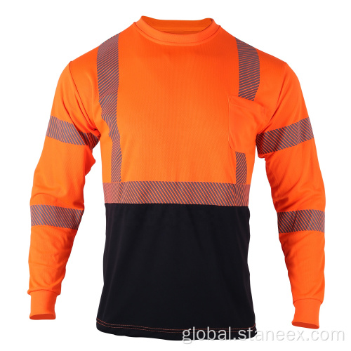 Safety Green Shirts Class-2 Hivis Black Bottom Long Sleeve Safety Shirt Manufactory